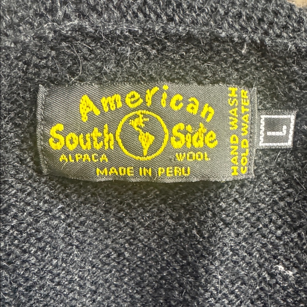South American Side alpaca wool sweater cardigan made in Peru. Unisex large - Picture 6 of 8